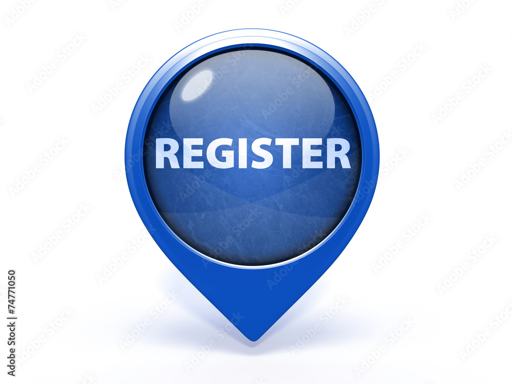 register pointer button on white background register pointer button on white background