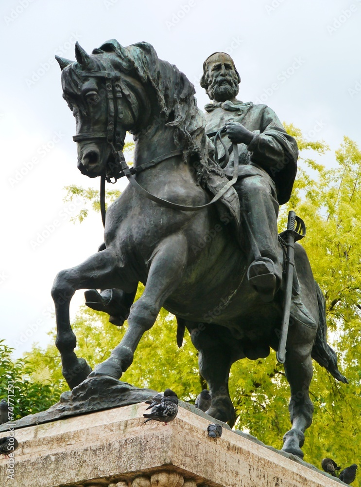 Fototapeta premium The bronze statue of Garibaldi in Verona in Italy