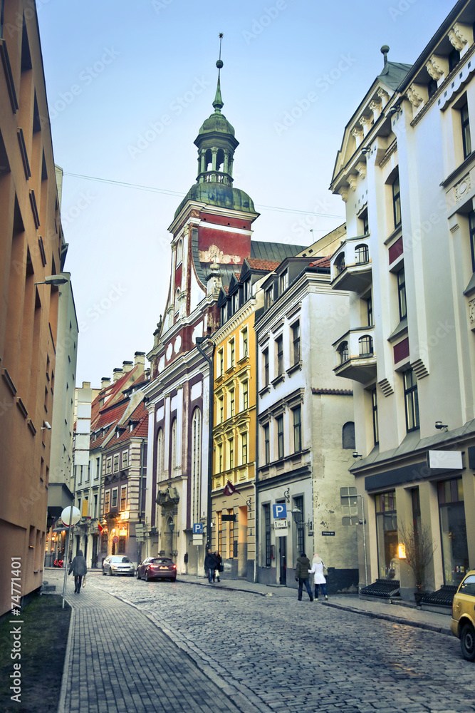A view of ancient buildings in Riga