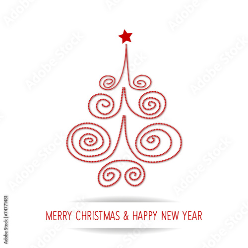 Vector red chaplet Christmas tree