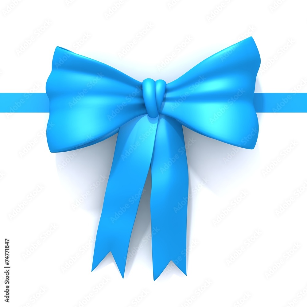Blue ribbon with bow 3d illustration Blue ribbon with bow 3d illustration