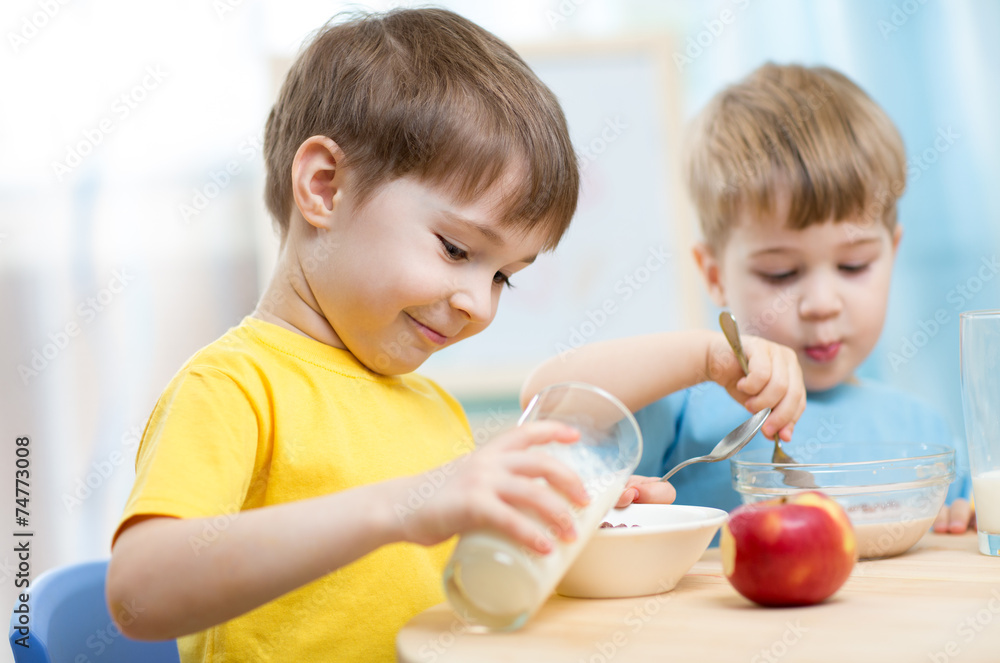 children eating healthy food at home children eating healthy food at home