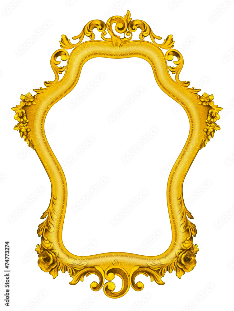 Gold baroque Frame isolated on white background. Stock Illustration