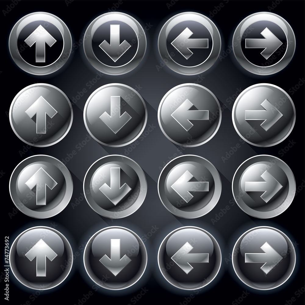 Arrows set, black and gloss icons, component business, design Arrows set, black and gloss icons, component business, design