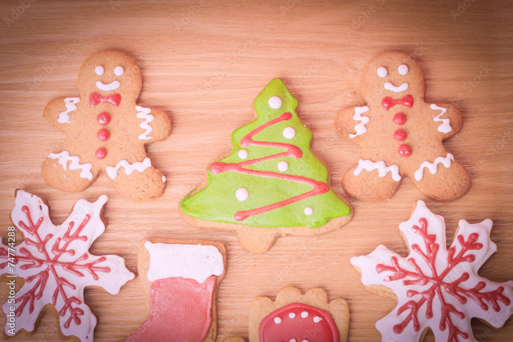 Fototapeta premium christmas homemade gingerbread cookies