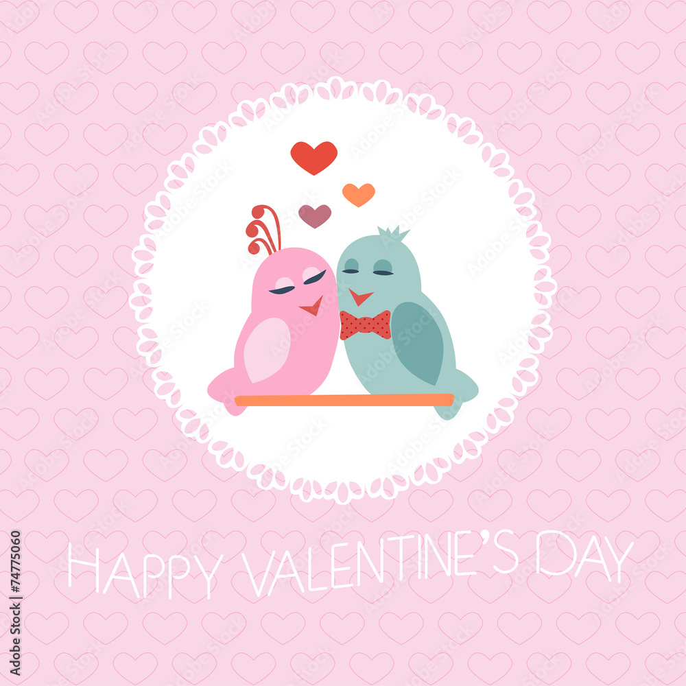 Card for Valentine's Day. Birds. Heart. vector Card for Valentine's Day. Birds. Heart. vector