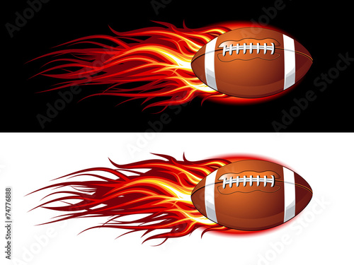 American football ball on fire