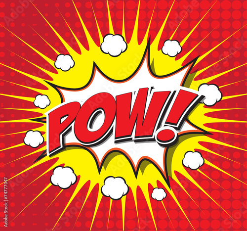 POW! wording comic speech bubble in pop art style