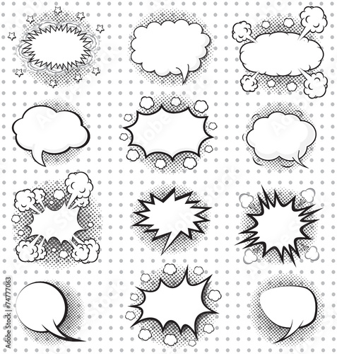 BLANK Comic speech bubbles set
