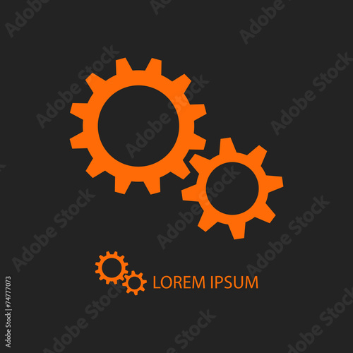 Orange gear wheels as logo on black