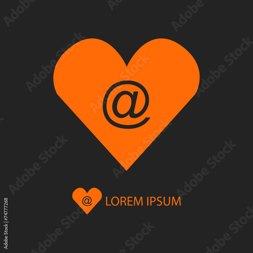 Orange love mail symbol on black