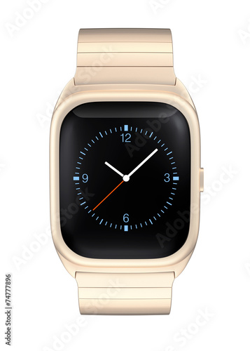 Gold smart watch isolated on white background. Original design.