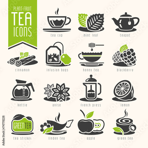 Tea icon set