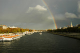 Rainbow on over river Seine at Paris on France