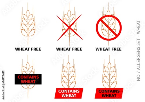 Brown Vector Wheat Free Signs isolated on white background