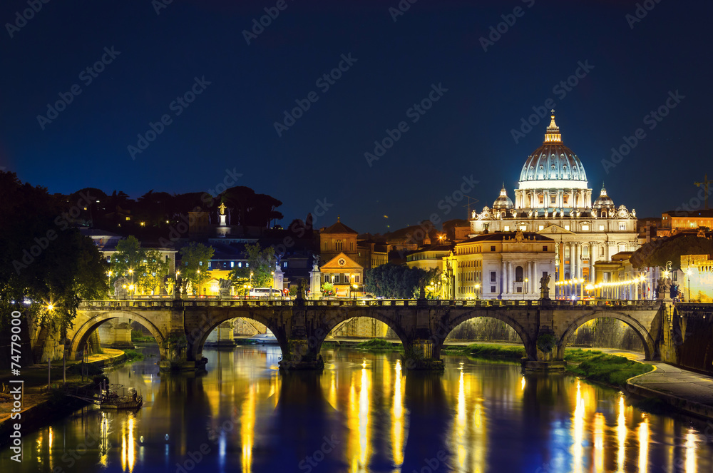 Fototapeta premium Rome, Angels bridge and St. Peter