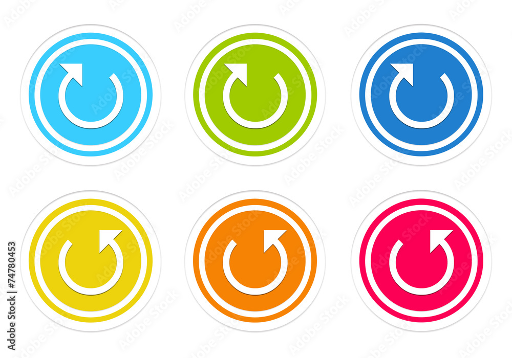 Set of rounded colorful icons with arrow symbol Set of rounded colorful icons with arrow symbol