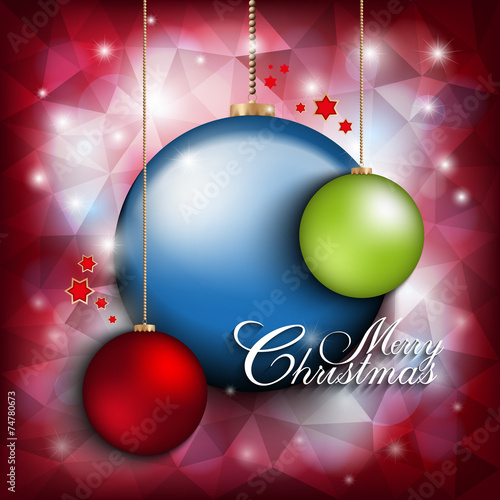 Christmas baubles on abstract background