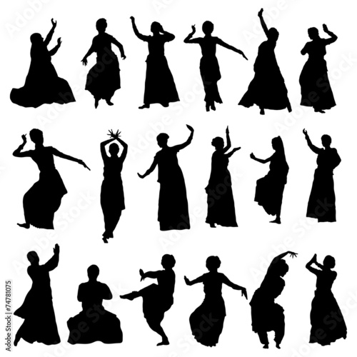 silhouettes indian dancers