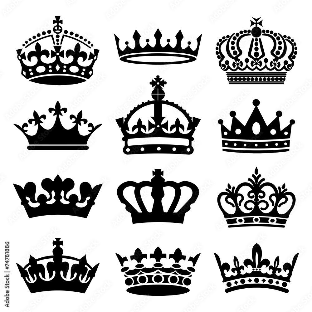 Crown Icons Set - obrazy, fototapety, plakaty 