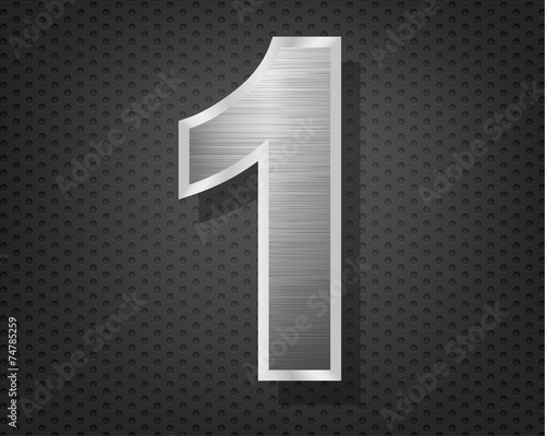Number 1 in brushed steel