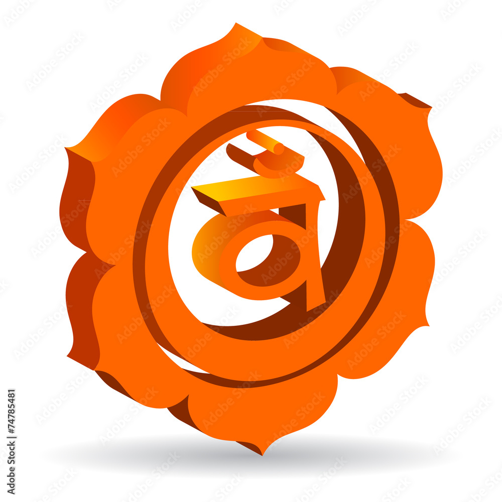 Obraz premium 3D illustration of Swadhisthana chakra, vector