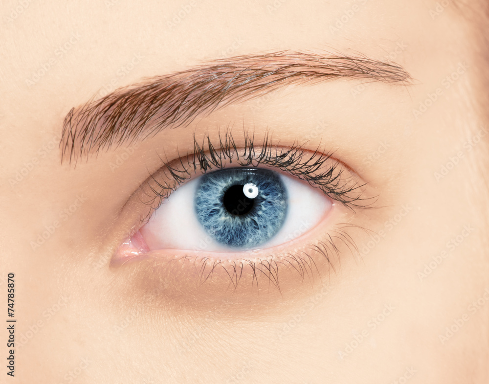 Obraz premium Close up blue eye with makeup