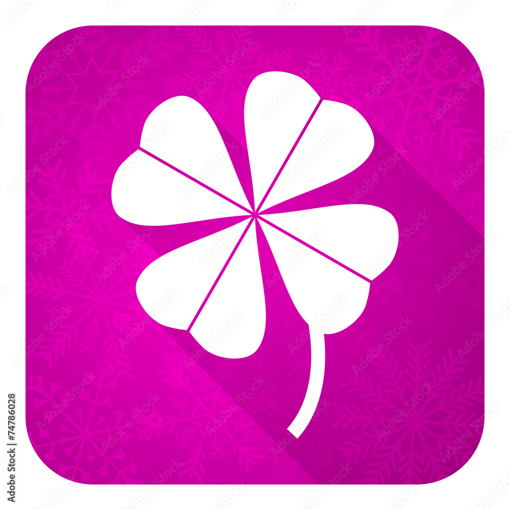 four-leaf clover violet flat icon, christmas button