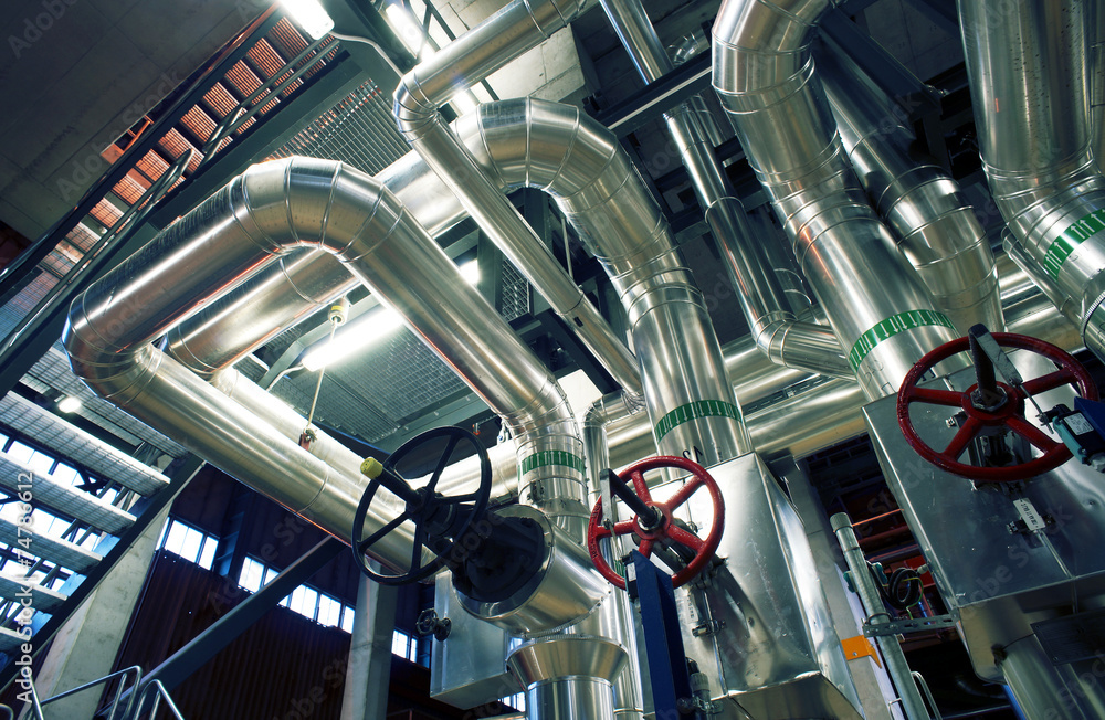 Industrial zone, Steel pipelines, valves and cables Industrial zone, Steel pipelines, valves and cables