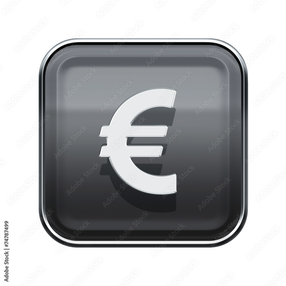 Euro icon glossy grey, isolated on white background Euro icon glossy grey, isolated on white background