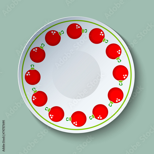 Ceramic Plate With Christmas Baubles Ornament
