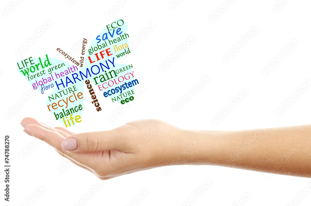 Concept of environmental protection, words in butterfly shape Concept of environmental protection, words in butterfly shape