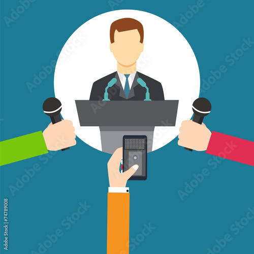 Interview a businessman or politician answering questions vector