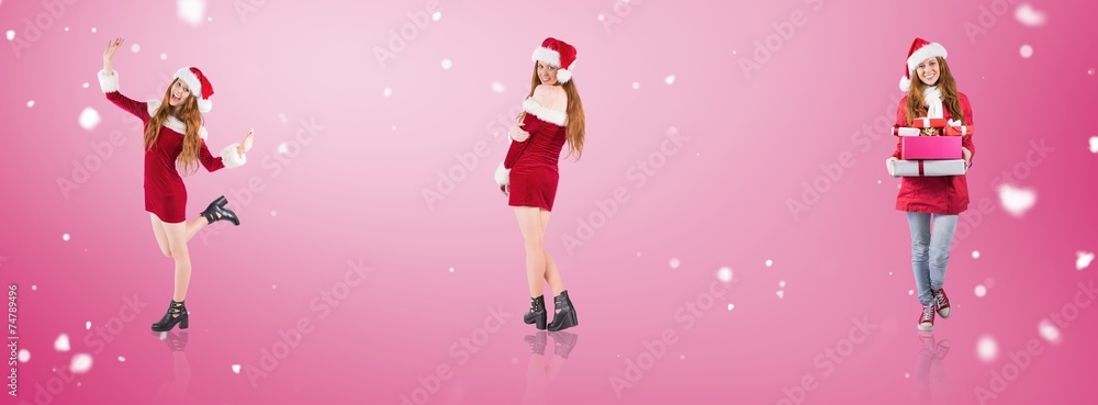 Fototapeta premium Composite image of festive redhead smiling at camera