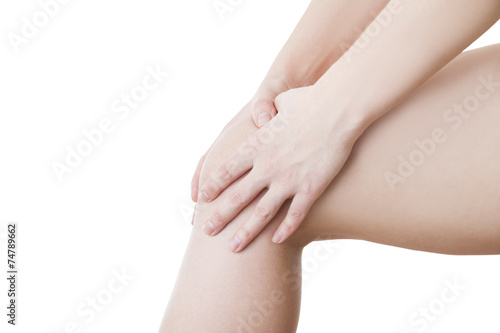 Fototapeta Naklejka Na Ścianę i Meble -  Knee pain of the woman isolated