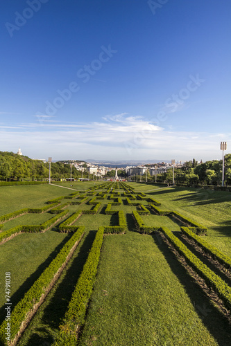 View of the park Eduardo vii located in Lisbon, Portugal.
