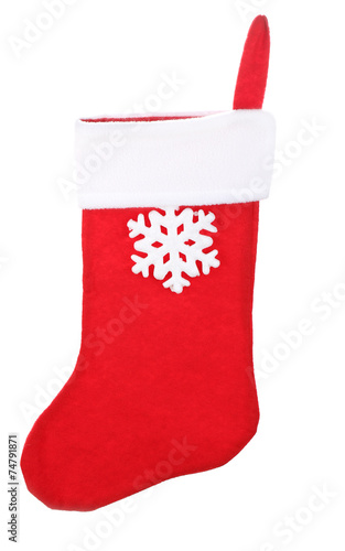 Santa red sock isolated on white