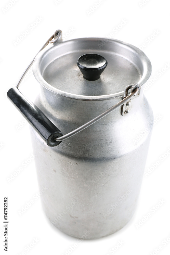 Retro can for milk isolated on white