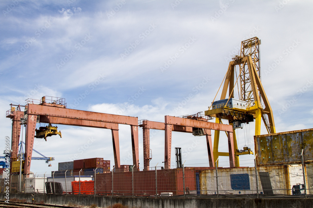 View of cargo container docks located in Lisbon, Portugal. View of cargo container docks located in Lisbon, Portugal.