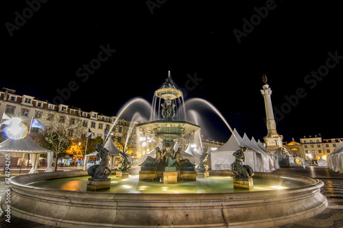  beautiful center fountain in the Rossio square