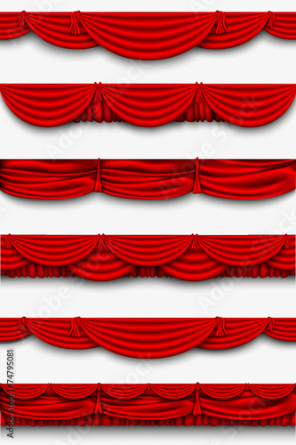 red silk set Pelmet and silk red curtains