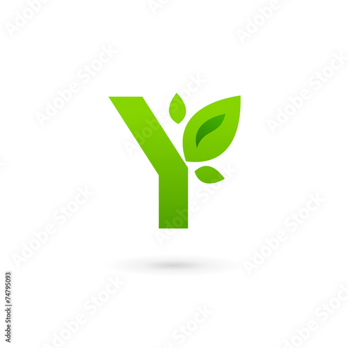 Letter Y eco leaves logo icon design template elements