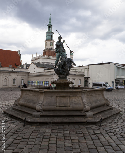 Sculpture of Neptun on the Old Market Square in Poznan, Poland 