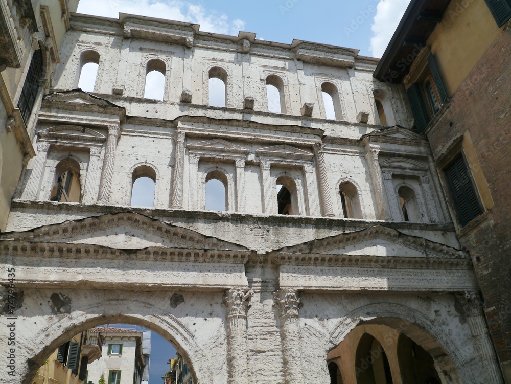 The historic Borsari gate in Verona in Italy