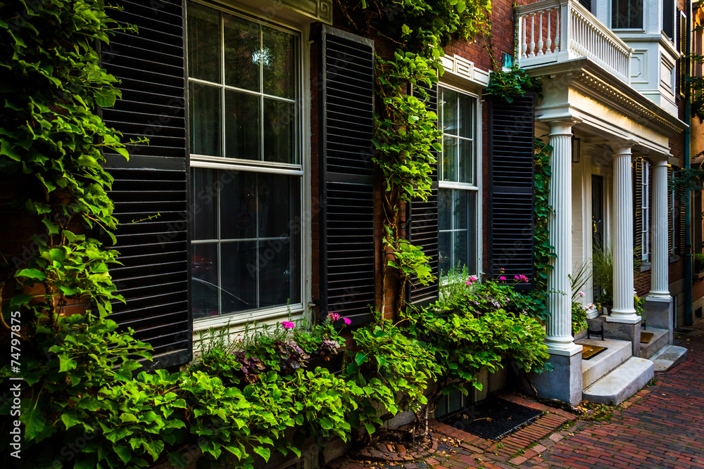 Beautiful houses in Beacon Hill, Boston, Massachusetts.