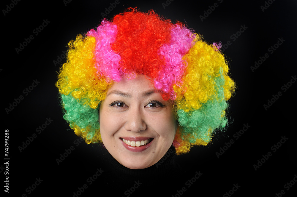 カラフルなアフロヘアーの女性の顔 Stock 写真 Adobe Stock