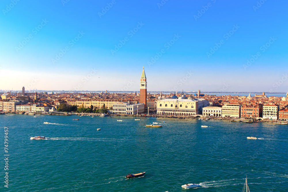 Boats in the bay of San Marco in Venice