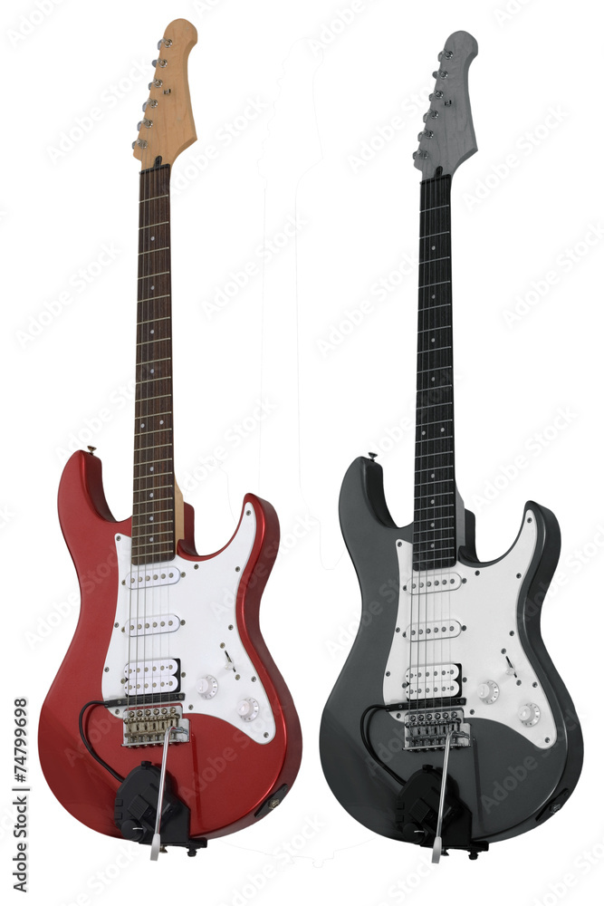 Two electric guitar isolated on white