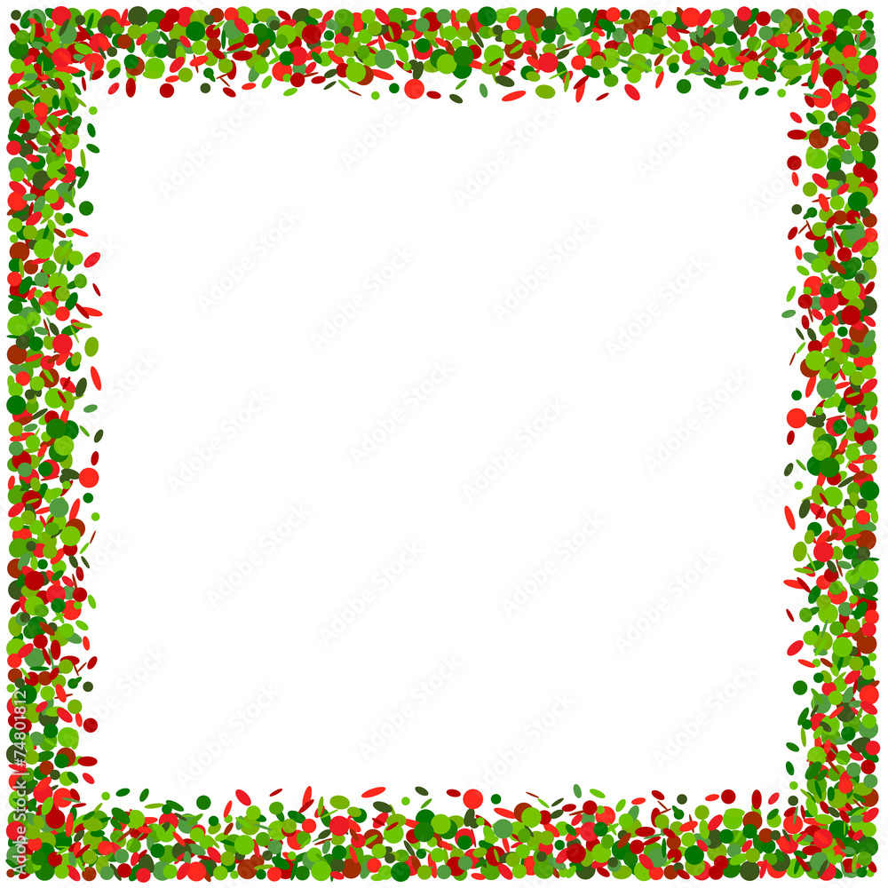 Confetti frame in red and green Confetti frame in red and green