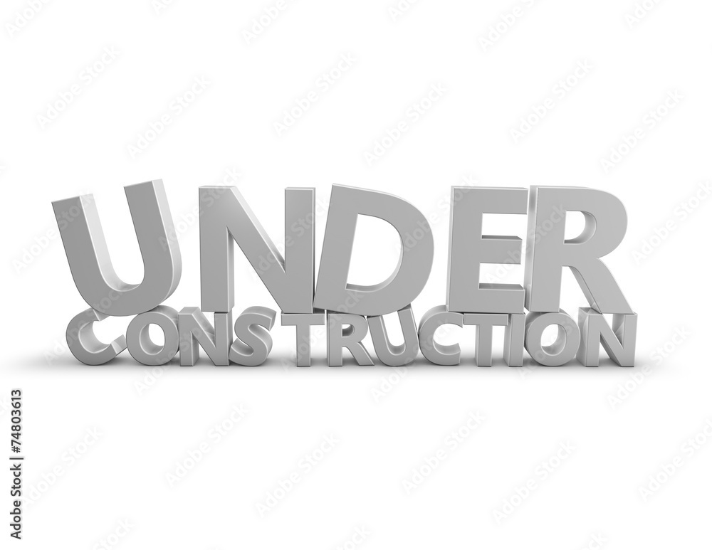 Under construction 3d text isolated on white background. Under construction 3d text isolated on white background.